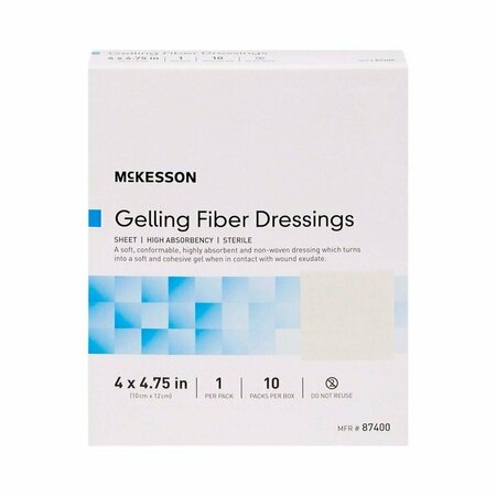 MCKESSON Absorbent Gelling Fiber Dressing, 4 x 4-3/4 Inch, 100PK 87400